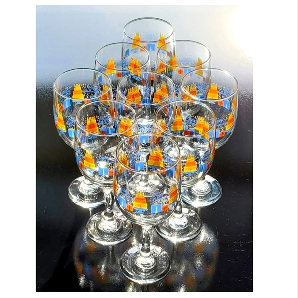 π₯³ (9) HAPPY BIRTHDAY π π₯³ π π π All Purpose Wineπ· Glasses Libbey - Picture 4 of 5